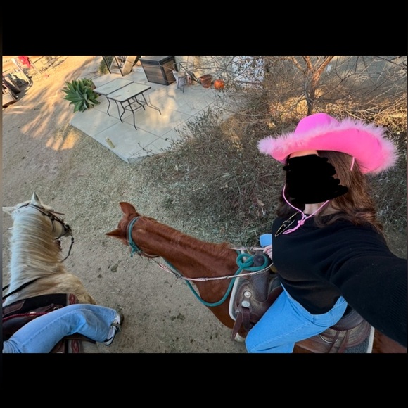 Hot Pink Cowgirl Cowboy Hat with Fur Rim - Picture 9 of 9